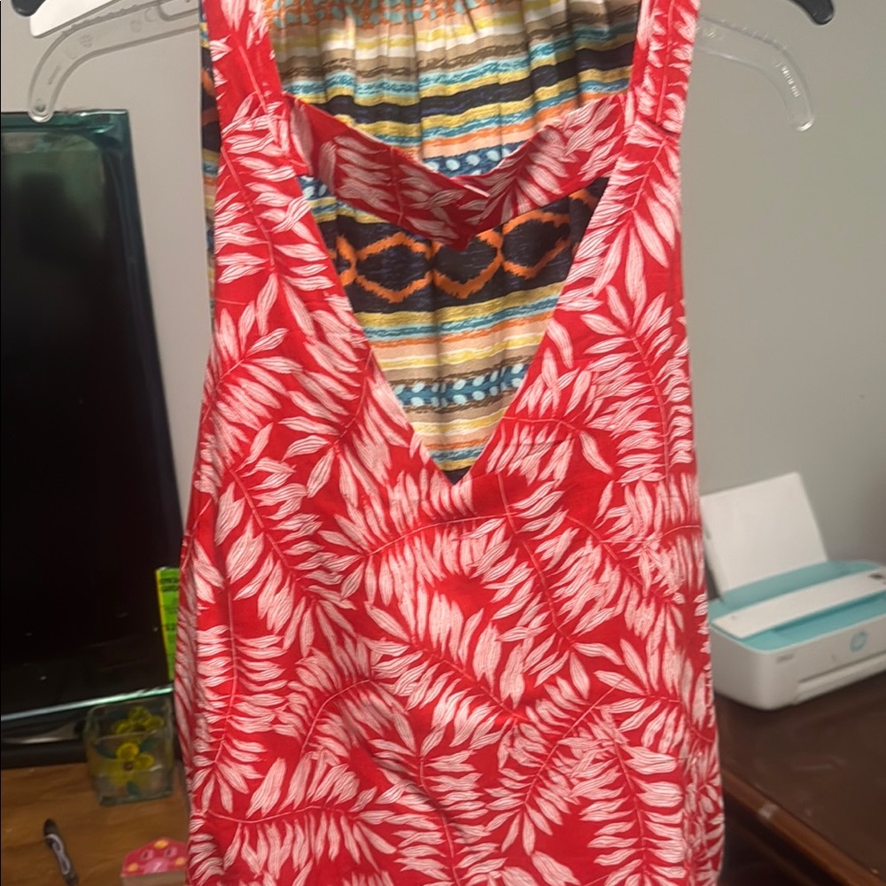 1. State Red and White Backless Tank Top